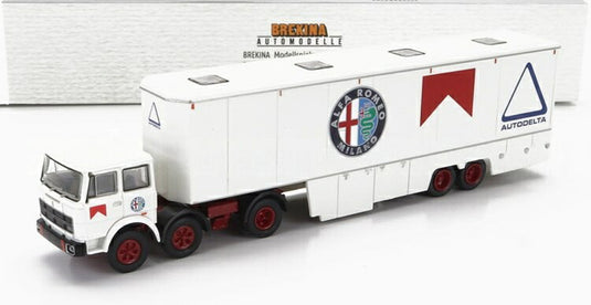 FIATフィアット 691 T トラック チーム オートデルタ アルファロメオ カー トランスポーター 1970 ホワイト BISARCA / Brekina 1/87 ミニカー
