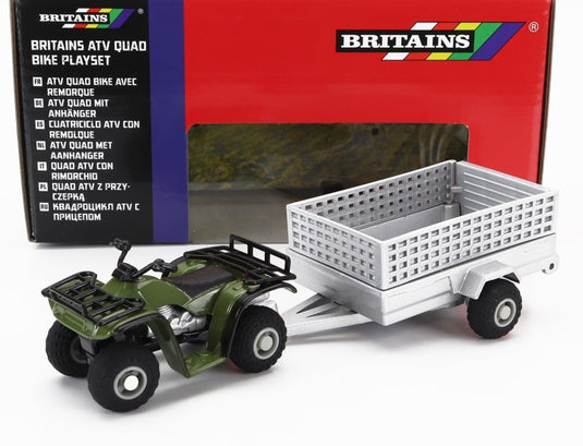 YAMAHAヤマハ 四輪バギー 4x4 トレーラー 2009 グリーンシルバー / BRITAINS 1/32 ミニカー