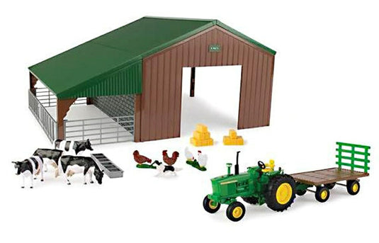 JOHNDEEREジョンディア 4020 トラクター 1968 動物 農場 建物 ジオラマ 牛舎 グリーン FARM TOYS / BRITAINS 1/32 ミニカー