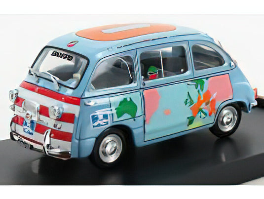 FIAT  600D MULTIPLA  GRAZIANO ROSSI MOTORHOME 1960  LIGHT BLUE/BRUMM 1/43ミニカー