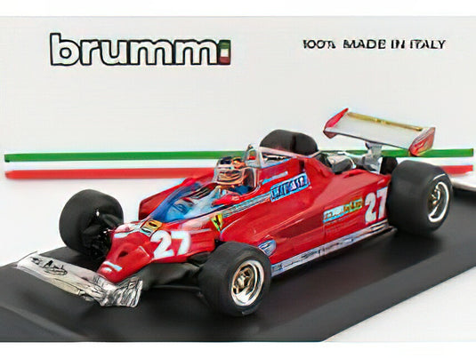 FERRARIフェラーリ F1 126CK TURBO N 27 GP CANADA MONTREAL 1981 ALETTONE DANNEGGIATO DAL GIRO (LAP) 39 AL 54 GILLES VILLENEUVE  WITH DRIVER FIGURE  RED/BRUMM 1/43ミニカー