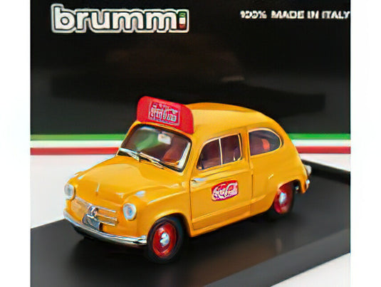 FIAT  600 I SERIES VEICOLO PUBLICITARIO COCACOLA OLIMPIADI DI ROMA 1960  YELLOW/BRUMM 1/43ミニカー