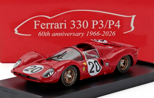 FERRARI 330P4 4.0L V12 SPIDER TEAM SPA FERRARI SEFAC N 20 24h ル・マン 1967 クリス・エイモン ニーノ・バッカレッラ レッド / BRUMM 1/43 ミニカー