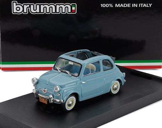 FIATフィアット 500 Americaアメリカ Apertaアペルタ Openオープン 1958 Celeste Chiaroチェレステキアーロ Light Blueライトブルー / BRUMM 1/43 ミニカー