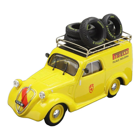 Fiatフィアット 500B バン PIRELLIボローニャ アシステンツァ ミッレミリア 1950 イエロー SERIE CAROSELLO ITALIANO / BRUMM 1/43 ミニカー