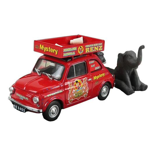 Fiatフィアット 500R サーカス Herman Renz 1972 ゾウのフィギュア2体付 Mystery 2008 TVシリーズ / BRUMM 1/43 ミニカー