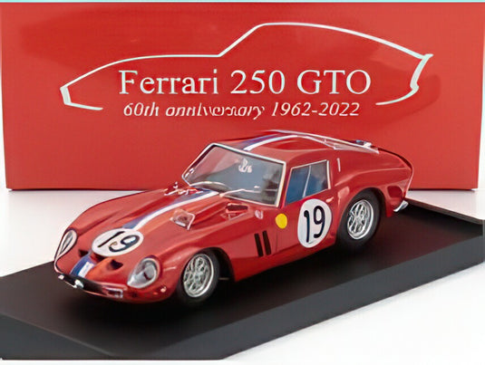 FERRARI 250 GTO 3.0L V12 クーペ チーム ピエール・ノブレ 19号車 2位 ルマン24時間 1962 ジャン・ギシェ ピエール・ノブレ レッド ホワイト ブルー/ BRUMM 1/43 ミニカー