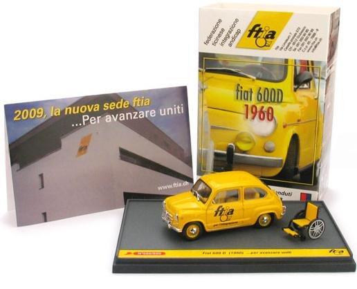 【予約】 Fiatフィアット 600D 1960 FTIA PER L'INTEGRAZIONE イエロー / BRUMM 1/43 ミニカー