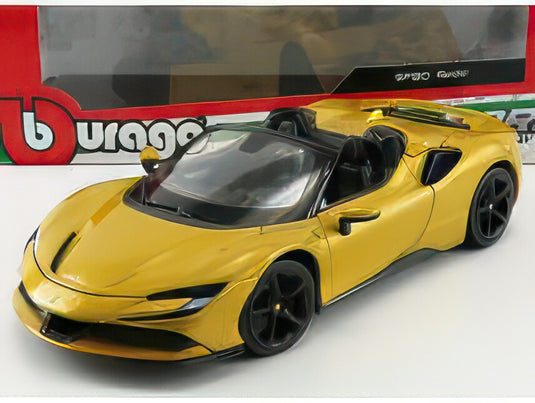 FERRARI SF90 STRADALE HYBRID SPIDER 1000hp OPEN 2020 GIALLO MONTECARLO YELLOW MET/BBurago 1/18ミニカー