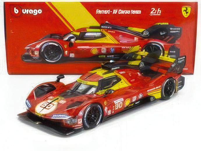 FERRARI 499P 3.0L ターボ V6 チーム FERRARI AF CORSE N 50 ウィナー 24h ル・マン 2024 アントニオ・フオコ ミゲル・モリーナ ニクラス・ニールセン レッド/ Bburago 1/18 海外限定ミニカー
