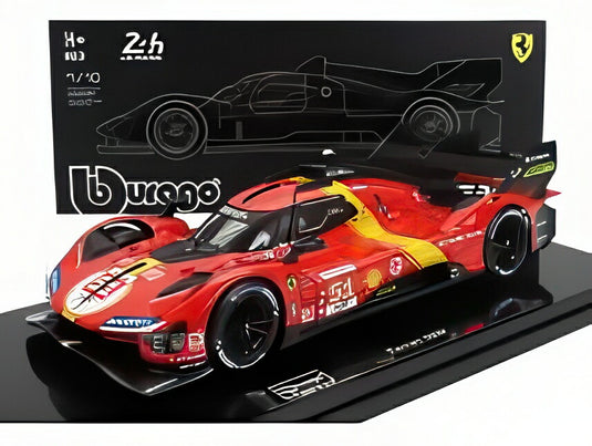 FERRARI 499P 3.0L ターボ V6 TEAM フェラーリAFコルセ N 51 優勝 ルマン24時間 2023  レッドイエローブラック/Bburago 1/18ミニカー 海外限定