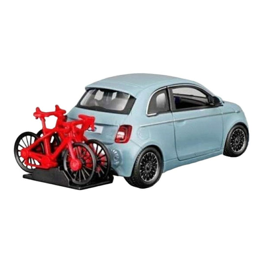 【予約】 Fiatフィアット 500e フルエレクトリック 自転車付き 2021 ライトブルー / Bburago 1/24 ミニカー