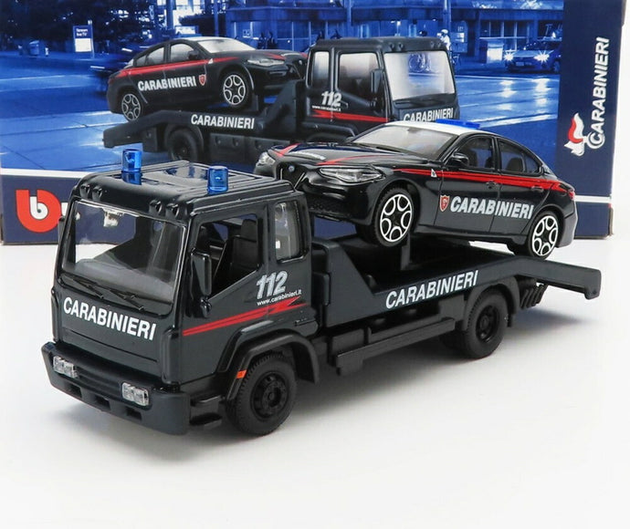 TRUCK レッカー ロードサービス & ALFA ROMEO ジュリア カラビニエリ 2015 ブルー/ Bburago 1/43 模型