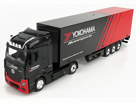 MERCEDES BENZ ACTROS 2 GIGASPACE トラック ヨコハマタイヤ 2016 ブラック レッド/ Bburago 1/43 ミニカー