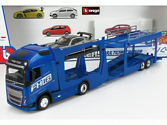 VOLVO FH16 XL 750 カートランスポーター PORSCHE 911 GT2 RS付 ブルーメタリック/ Bburago 1/43 ミニカー