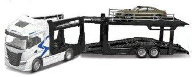 【予約】IVECO FIAT SWAY 570 トランスポーター AUDI ETRON RS 2021 ブルーシルバーメタリック/ Bburago 1/43 ミニカー