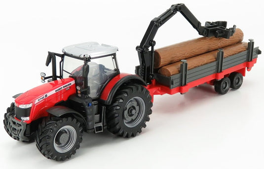 MASSEY FERGUSON 8740S トラクター ツリーフォワーダー & ウッド レッド/シルバー/ Bburago 1/50 農機 模型