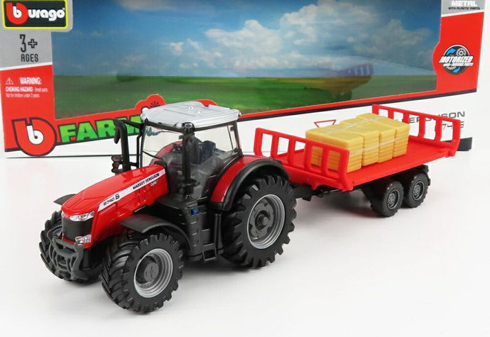 MASSEY FERGUSON 8740S トラクター トレーラー付 2016 レッド/ Bburago 1/50 農業機械模型