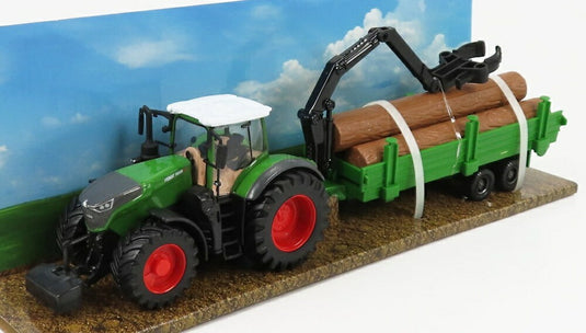 FENDT 1050 VARIO トラクター 2016 + ツリーフォワーダー & ウッド グリーン ウッド/ Bburago 1/50 農業機械模型