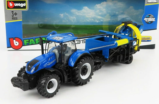NEW HOLLAND T7.315 トラクター カルチベーター トレーラー付 2016 ブルー/ Bburago 1/50 農業機械模型