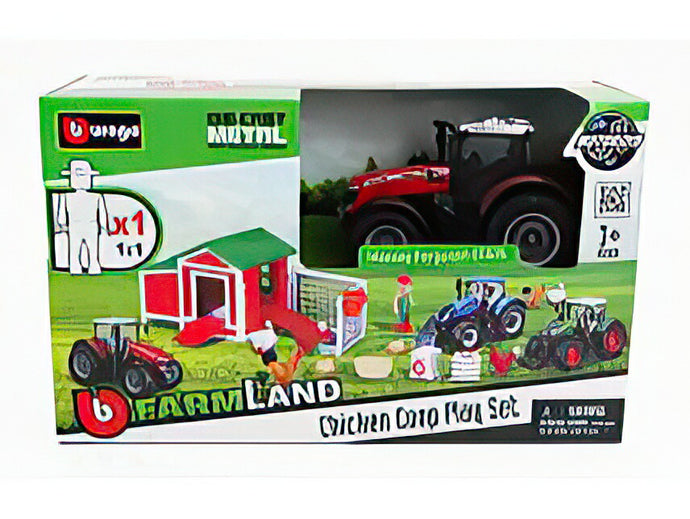 MASSEY FERGUSON SET FARM CHICKEN COOP PLAY 8740S TRACTOR 2016 RED/Bburago 1/50ミニカー 農業機械