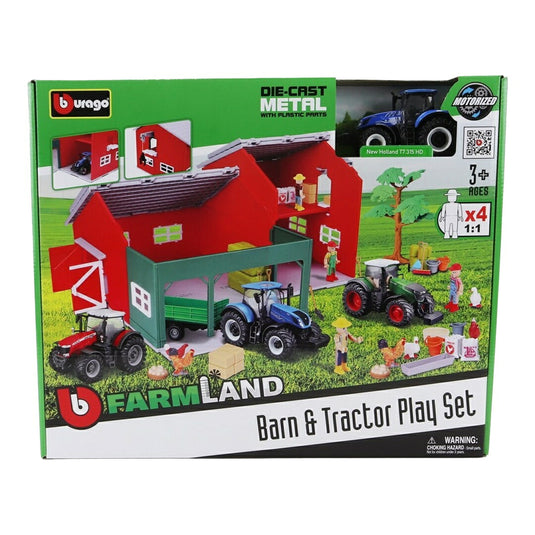 New Hollandニューホランド T7.315 トラクター & ファームバーン プレイセット ブルー FARM TOYS / Bburago 1/50 ミニカー 農機模型