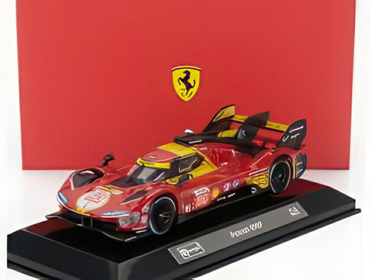 FERRARI 499P 3.0L ターボ V6 チーム フェラーリ AF コルセ 50号車 優勝 ルマン24時間 2024 アントニオ・フオコ ミゲル・モリーナ ニクラス・ニールセン  レッド/ Bburago 1/43 シグネチャーミニカー