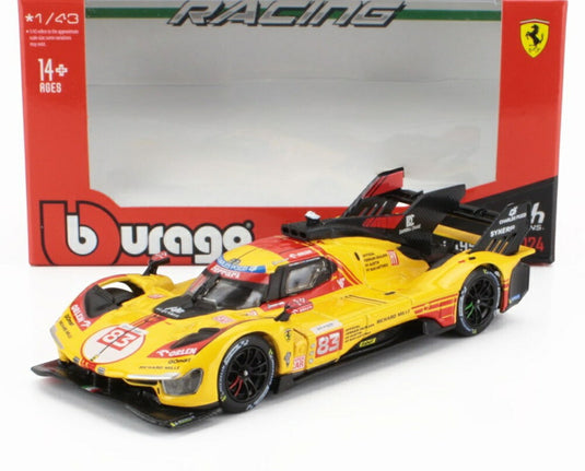 FERRARI 499P チーム AF コルセ N 83 24h ルマン 2024 R.クビサ R.シュワルツマン Y.イェ イエロー レッド/ Bburago 1/43 模型