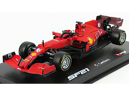 FERRARI F1 SF21 TEAM SCUDERIA FERRARI MISSION WINNOW N 16 SEASON 2021 CHARLES LECLERC CON PILOTA E VETRINAフィギュア付き RED/Bburago 1/43ミニカー シグネチャーシリーズ