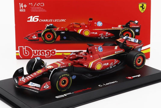 FERRARI F1 SF 24 TEAM SCUDERIA FERRARI N 16 WINNER MONACO GP 2024 CHARLES LECLERCフィギュア付き RED BLACK/Bburago 1/43ミニカー シグネチャーシリーズ