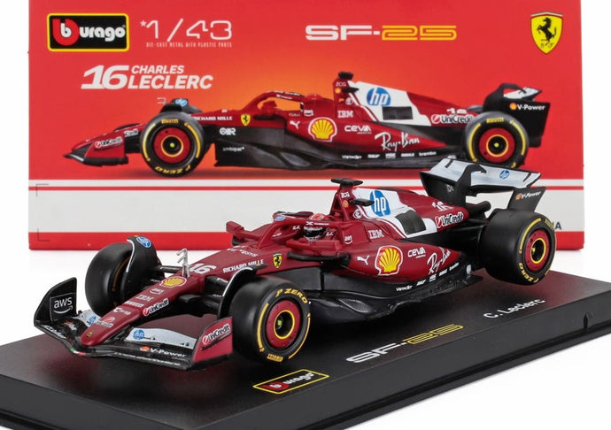 【予約】FERRARI F1 SF25 2025 シャルルルクレール N16 レッド/ Bburago 1/43 シグネチャーシリーズミニカー