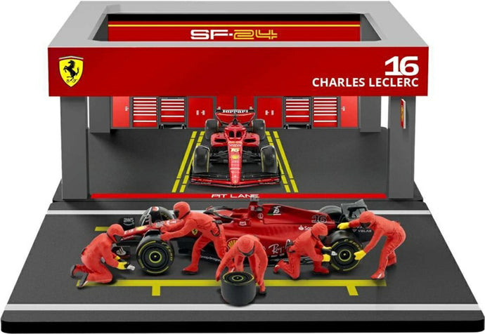 【予約】FERRARI F1 SF-24 ジオラマ ピットストップ チーム スクーデリア フェラーリ N 55 2024 C.サインツ フィギュア付 レッド ブラック/ Bburago 1/43 ミニカー