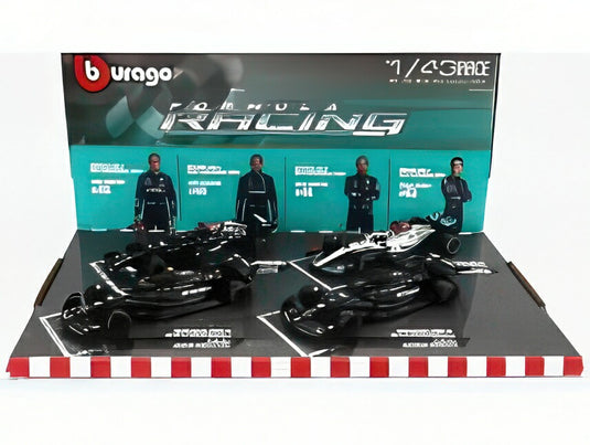 MERCEDES F1 4台セット W14/W13/W12 ハミルトン/ラッセル 2021-2023 マットブラック シルバー/ Bburago 1/43 ミニカー