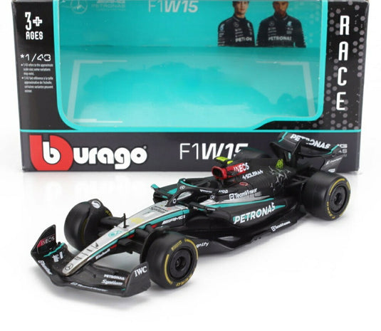 MERCEDES GP F1 W15 チーム AMG ペトロナス モータースポーツ N 44 2024 L.ハミルトン ブラック シルバー グリーン/ Bburago 1/43 模型