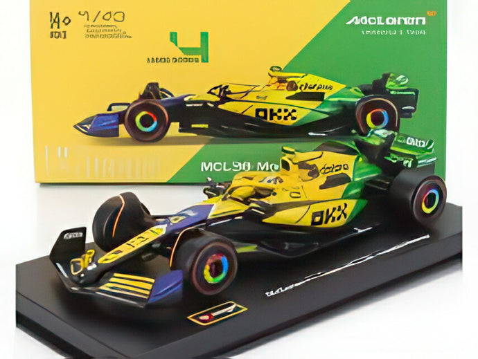 McLAREN F1 MCL38 チーム マクラーレン 4号車 4位 モナコGP（セナ30周年記念） 2024 ランド・ノリス ドライバーフィギュア・ イエロー グリーン ブラック/ Bburago 1/43 シグネチャー