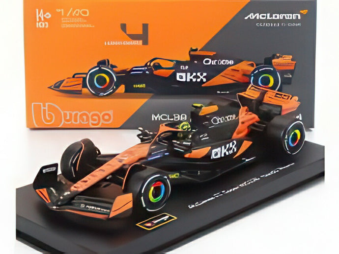 McLAREN F1 MCL38 チーム マクラーレン 4号車 優勝 マイアミGP 2024 初優勝 ランド・ノリス ドライバーフィギュア・ オレンジ ブラック/ Bburago 1/43 シグネチャーミニカー