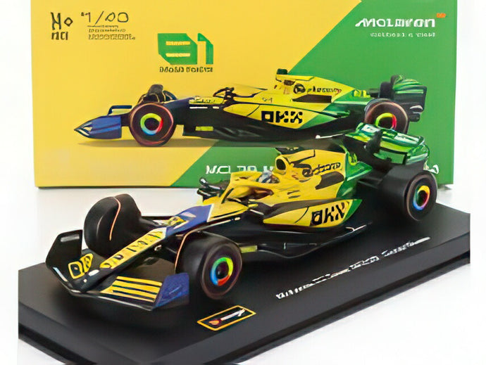 McLAREN F1 MCL38 チーム マクラーレン 81号車 2位 モナコGP（セナ30周年記念） 2024 オスカー・ピアストリ ドライバーフィギュア・ イエロー グリーン ブラック/ Bburago 1/43 シグネチャー