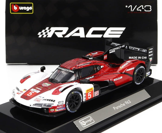 PORSCHE 963 9RD チーム PORSCHE PENSKE MOTORSPORT 5号車 2023年 ルマン24時間 ホワイト/レッド/ブラック/ Bburago 1/43 ミニカー