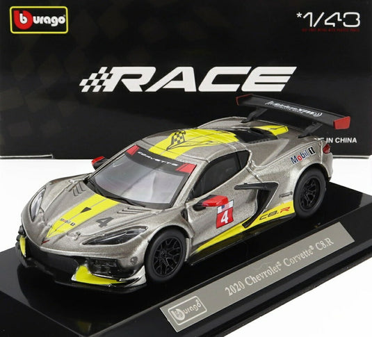 CHEVROLET C8.R チーム コルベット レーシング N 4 2021 グレー イエロー/ Bburago 1/43 模型