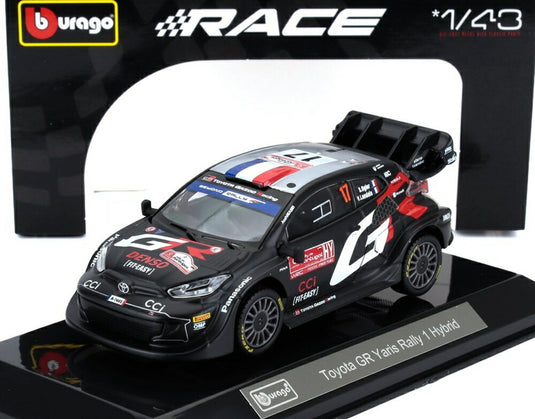 TOYOTA ヤリス GR RALLY1 HYBRID チーム トヨタ N 17 ラリー 2024 S.オジェ ブラック/ Bburago 1/43 模型