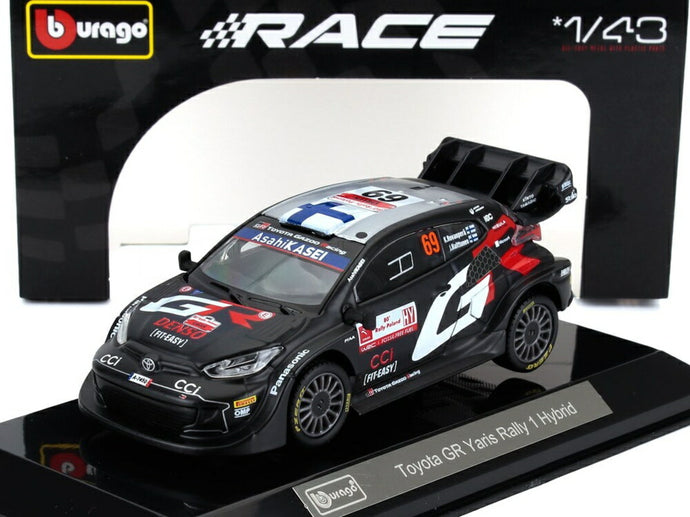 TOYOTA ヤリス GR RALLY1 HYBRID チーム トヨタ N 69 ラリー 2024 K.ロバンペラ ブラック/ Bburago 1/43 模型