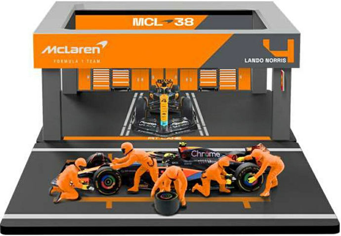 【予約】McLAREN F1 MCL38 ジオラマ ピットストップ チーム マクラーレン N 81 2024 O.ピアストリ フィギュア付 オレンジ ブラック/ Bburago 1/43 ミニカー