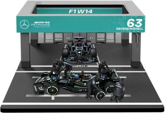 Mercedes Benzメルセデスベンツ F1 W14 EQ Performance ピットストップジオラマ George Russell No.63 2023 / Bburago 1/43 ミニカー