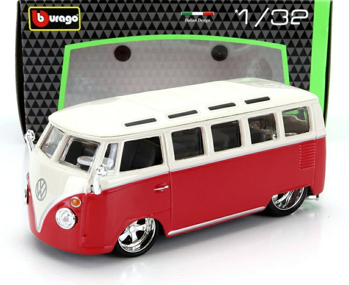 VOLKSWAGEN T1 サンバ ミニバス カスタム 1967 レッド ホワイト/ Bburago 1/32 模型