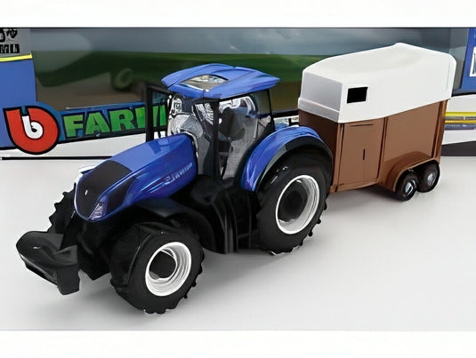 NEW HOLLAND T7.315 トラクター 家畜トレーラー付 2018 ブルー/ Bburago 1/32 ミニカー