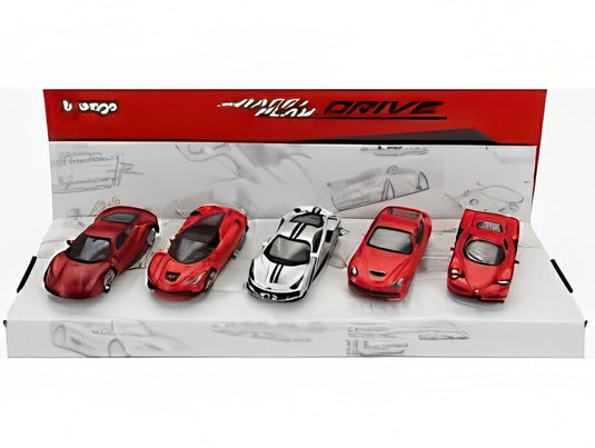 FERRARI 5台セット 488 GTB エンツォ 488 ピスタ F12ベルリネッタ ラフェラーリ レッド シルバー/ Bburago 1/64 ミニカー
