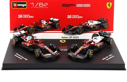 【予約】 FERRARI- SET F1  2X SF-25 TEAM SCUDERIA FERRARI HP N 16 SEASON 2025 CHARLES LECLERC + 4th MONZA ITALY GP