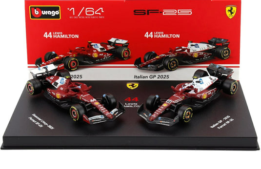 【予約】 FERRARI- SET F1  2X SF-25 TEAM SCUDERIA FERRARI HP N 44 SEASON 2025 LEWIS HAMILTON + MONZA ITALY GP 2025