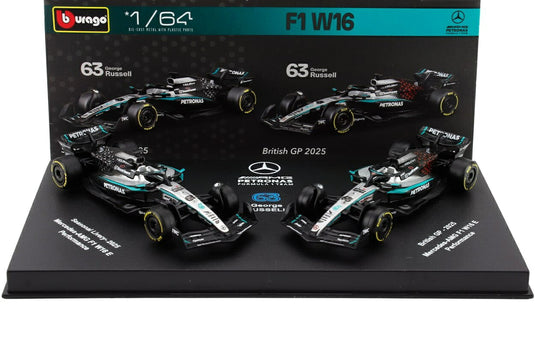 【予約】 MERCEDES GP- SET F1  2X W16 TEAM AMG PETRONAS MOTORSPORT N 63 SEASON 2025 GEORGE RUSSELL + GP BRITISH 202