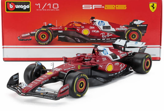Ferrariフェラーリ F1 SF25 チームスクーデリアフェラーリ N 16 2025 シャルル ルクレール レッド / BURAGO 1/18 ミニカー